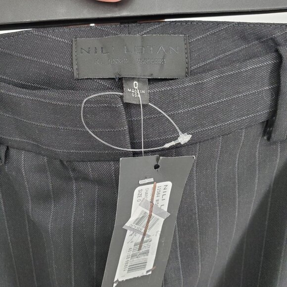 NWT Nili Lotan Tel Aviv Tapered Wool Pants Trousers Charcoal Pinstripe Size 0 - Picture 8 of 9